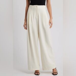 Wayf Wide-Leg Cream Trousers
